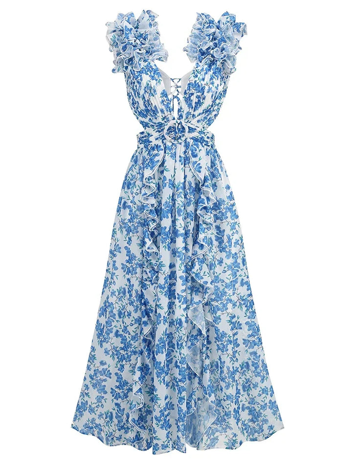 Aliams | Cutout Rüsch Maxi Kleid