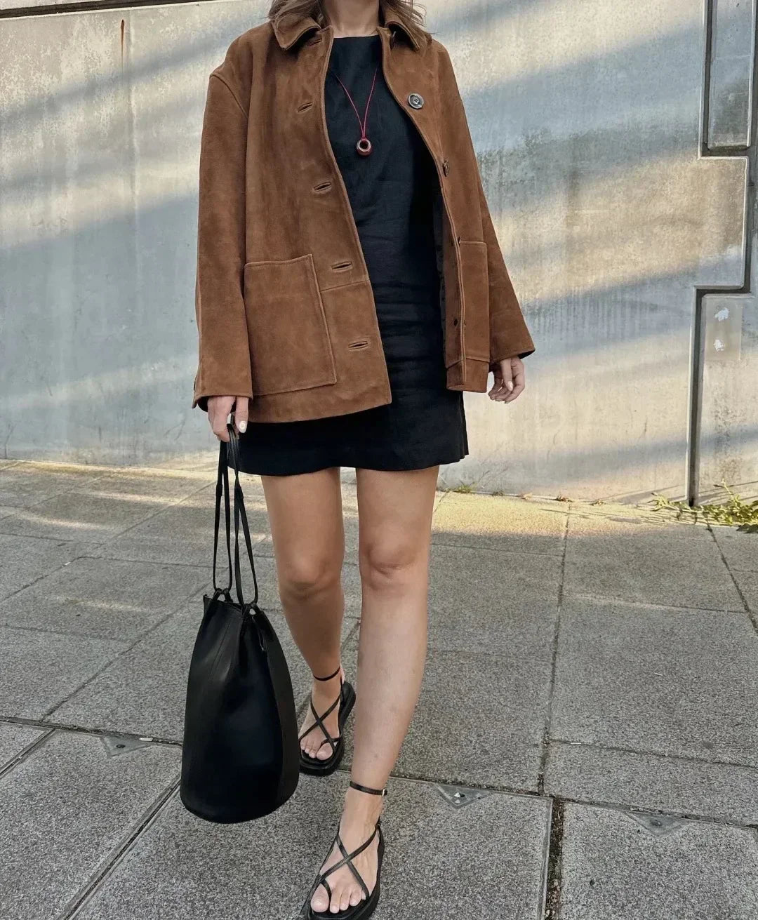 Aliams | Große Wildleder Button-Up-Jacke für Damen