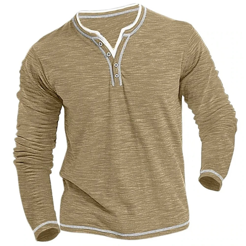 Herren Langarmshirt Mit V-Ausschnitt