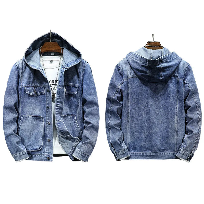 Denim-Jacke Mit Kapuze Für Einen Lässigen Look