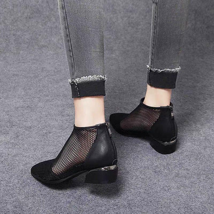 Shenaz™ Atmungsaktive Mesh-Zehen-Reißverschluss-Stiefel