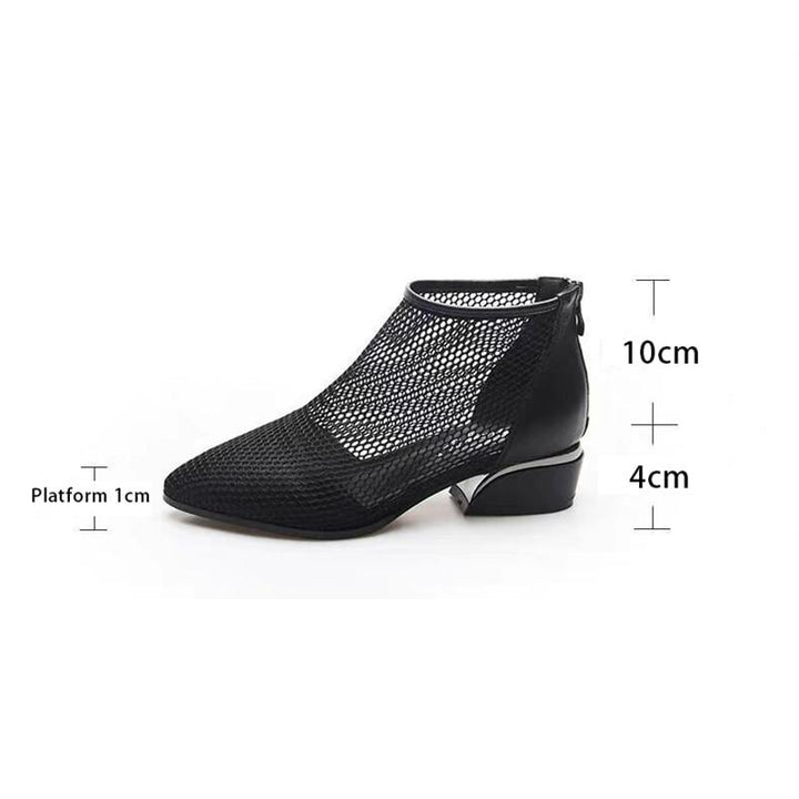 Shenaz™ Atmungsaktive Mesh-Zehen-Reißverschluss-Stiefel