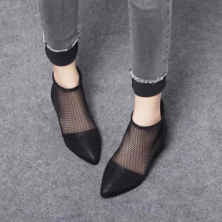 Shenaz™ Atmungsaktive Mesh-Zehen-Reißverschluss-Stiefel