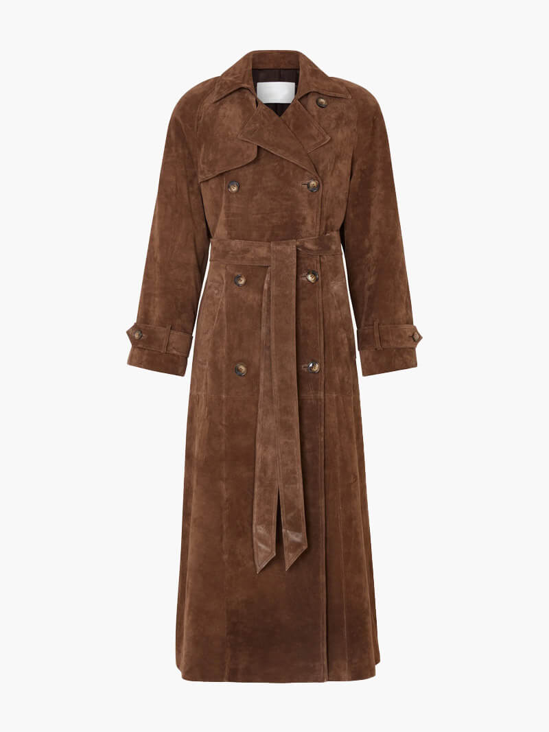 Aliams | Zeitloser Wildleder-Trenchcoat für Einen Eleganten Flair