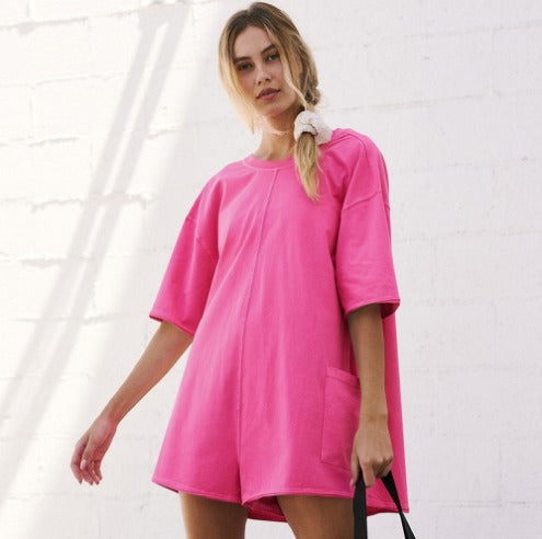 Oversized Sommer-Shortsanzug Mit T-Shirt-Stil