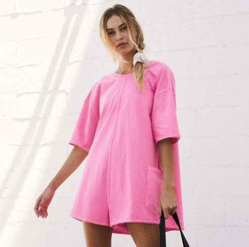 Oversized Sommer-Shortsanzug Mit T-Shirt-Stil