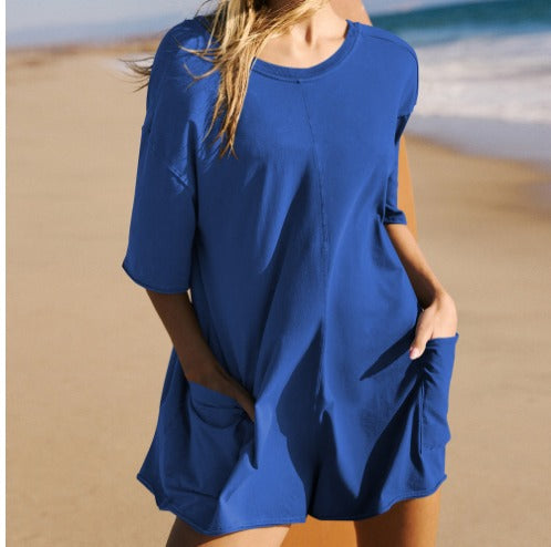 Oversized Sommer-Shortsanzug Mit T-Shirt-Stil