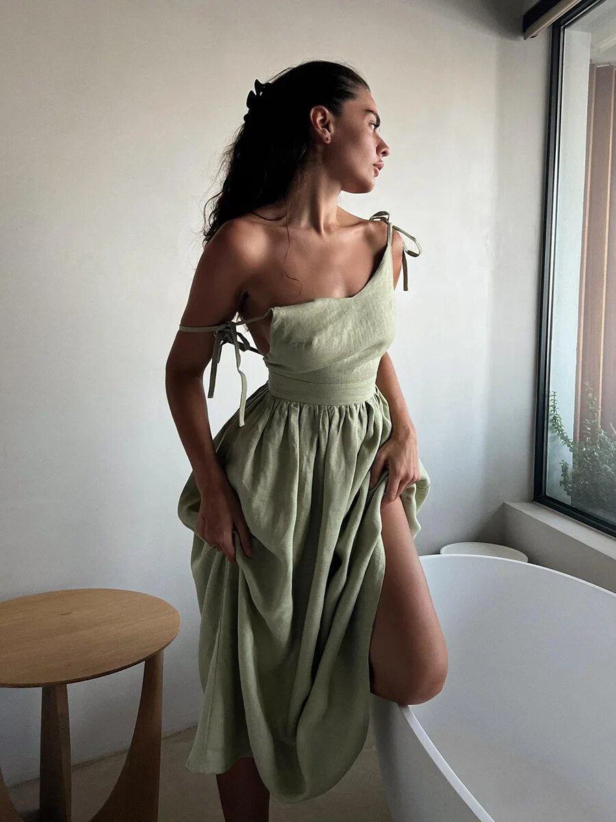 Aliams | Atmungsaktives Sommerkleid Aus Leinen für Damen