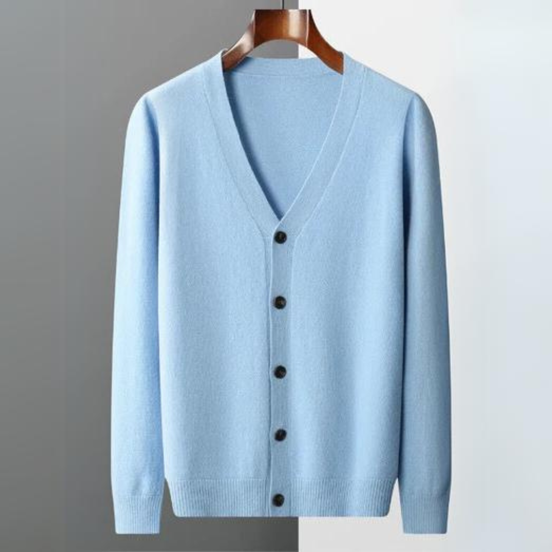 Aliams | Cashmere Strickjacke V-Ausschnitt Knopfverschluss Weicher Leichter Strick