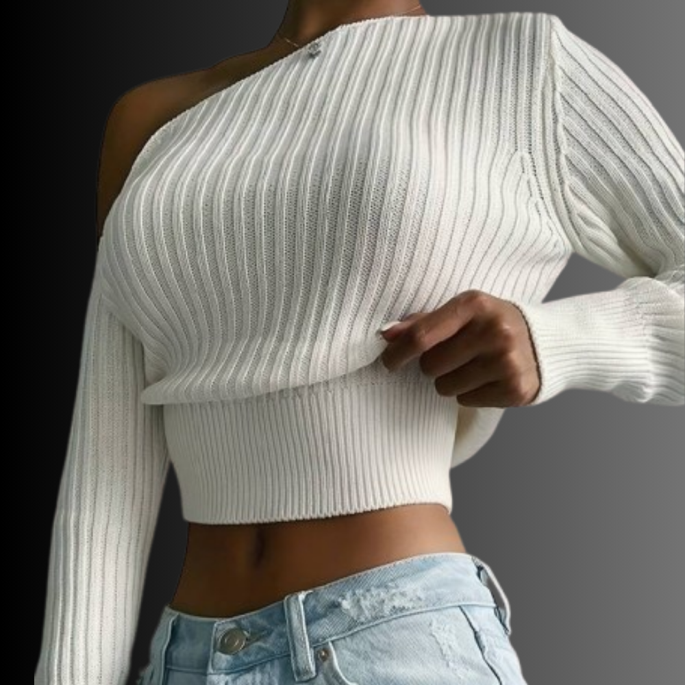 Asymmetrischer Strickpullover