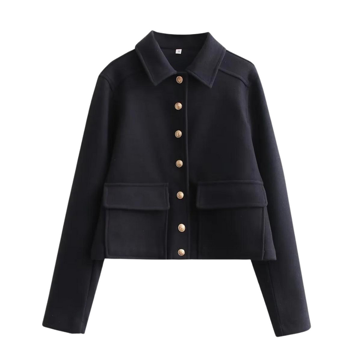 Kurzjacke Mit Knopfverschluss Und Taschen Für Damen