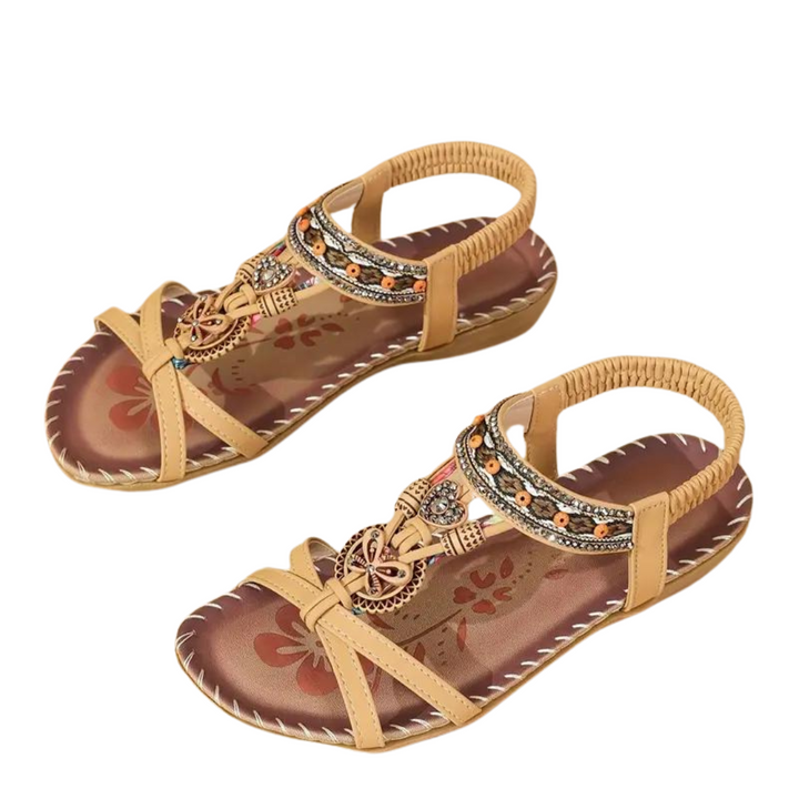 Aliams | Flache Sandalen Boho Strass Schmetterling