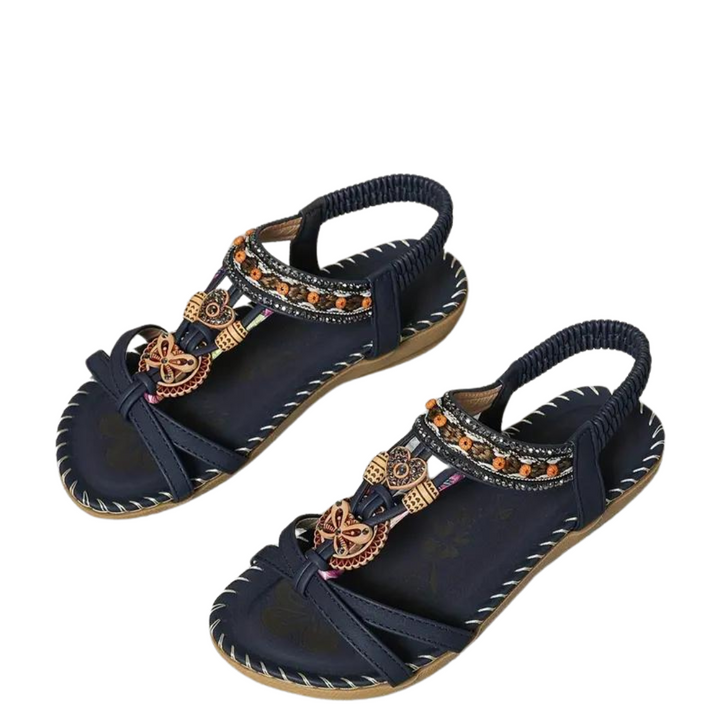 Aliams | Flache Sandalen Boho Strass Schmetterling