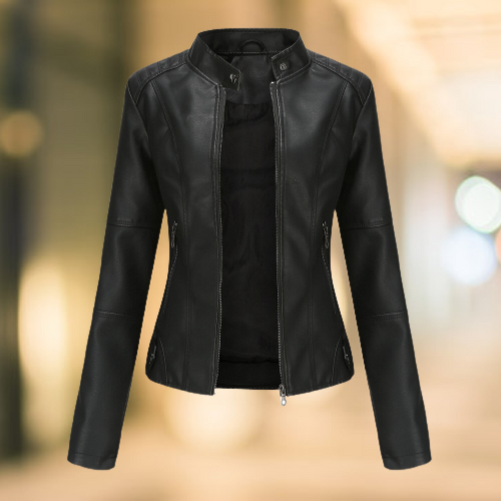 Aliams | Elegante und Schicke Lederjacke mit Stehkragen