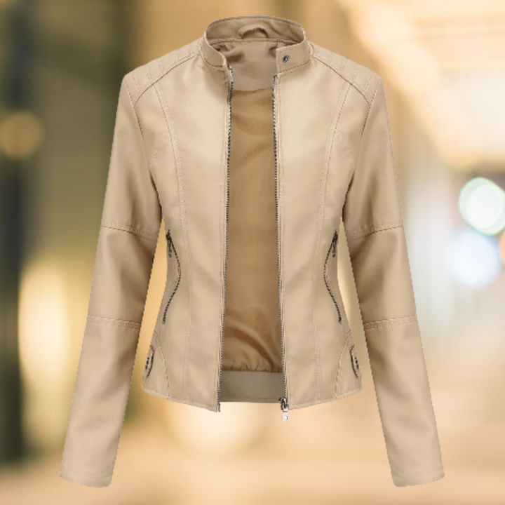 Aliams | Elegante und Schicke Lederjacke mit Stehkragen