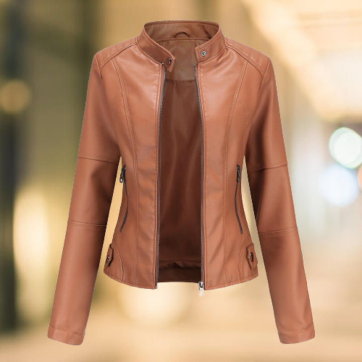 Aliams | Elegante und Schicke Lederjacke mit Stehkragen