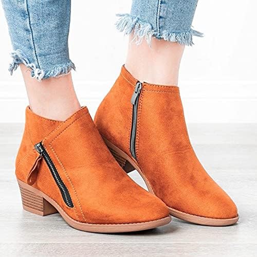 Orange orthopädische Lederstiefel mit Absatz und Reißverschluss