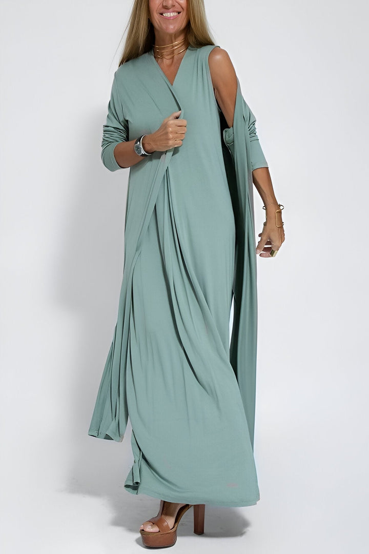 Elegantes Langes Kleid + GRATIS Passende Strickjacke