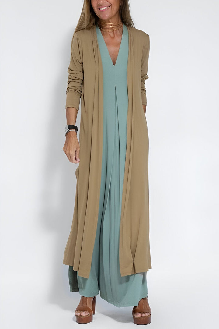 Elegantes Langes Kleid + GRATIS Passende Strickjacke