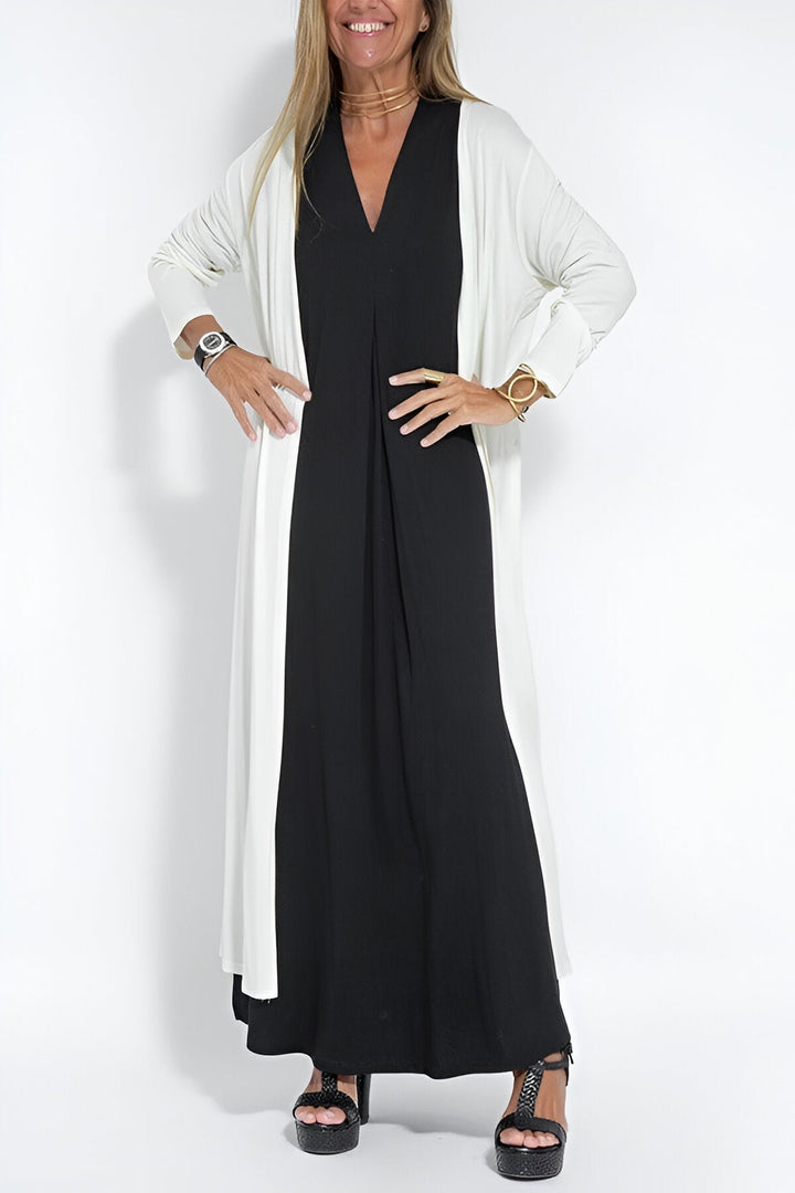 Elegantes Langes Kleid + GRATIS Passende Strickjacke