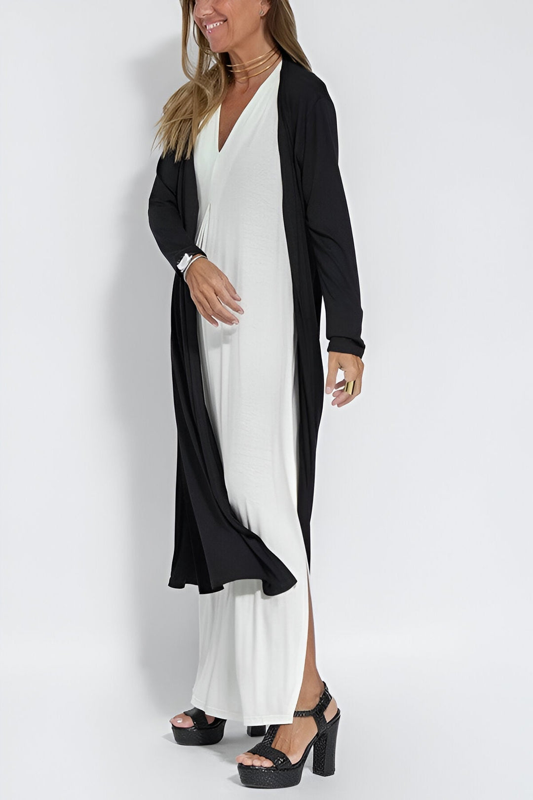 Elegantes Langes Kleid + GRATIS Passende Strickjacke