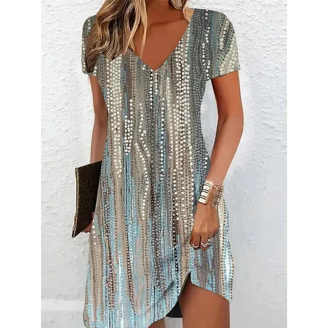 Aliams | Beige Glitzer Cocktailkleid