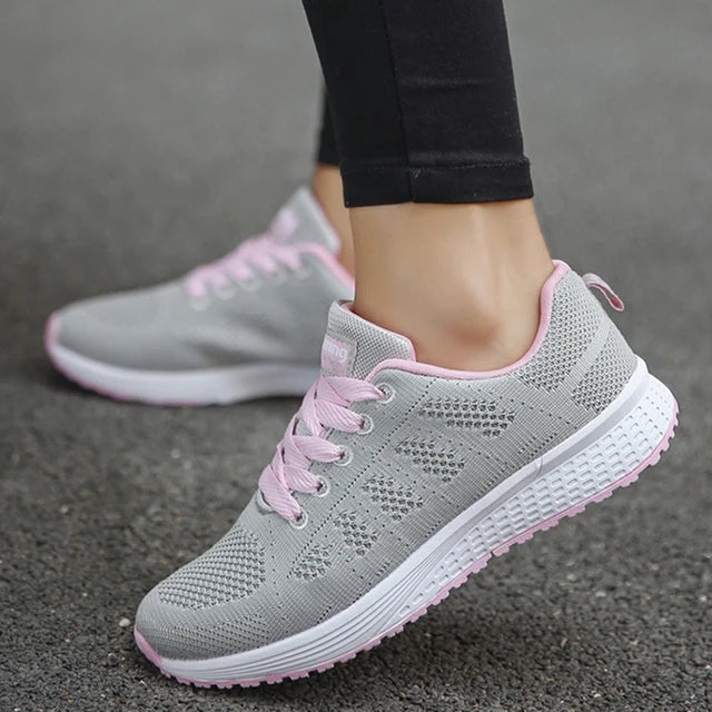 Aliams | Damers Andningsbara Mesh Tyg Snörade Sneakers