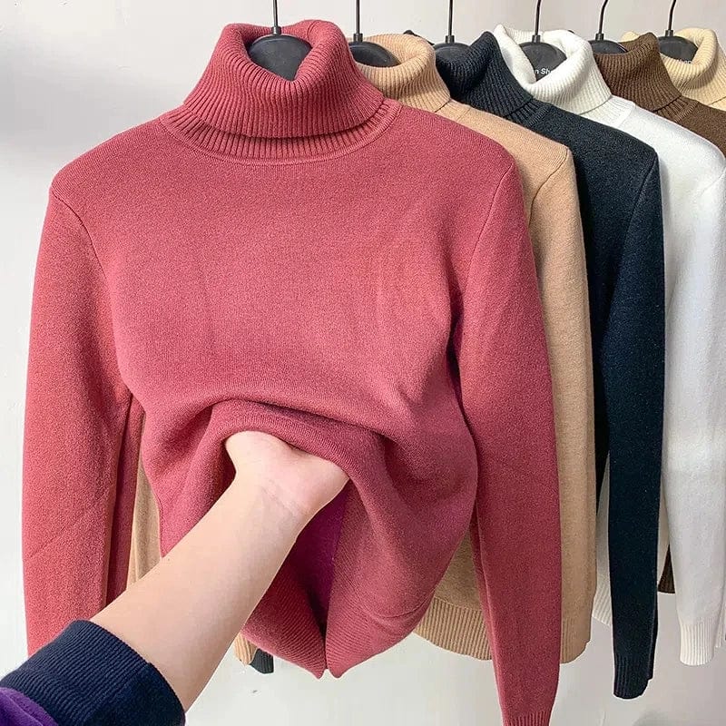 Fleece-Rollkragenpullover