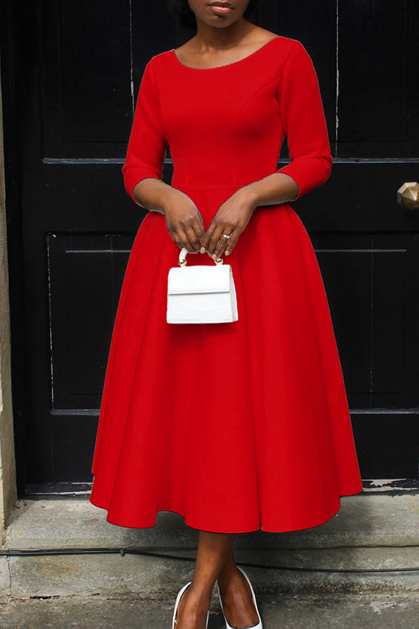 Aliams | 3/4-Ärmel Swing-Kleid