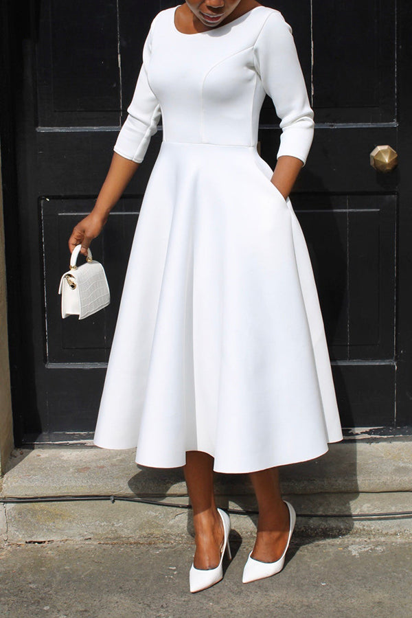 Aliams | 3/4-Ärmel Swing-Kleid