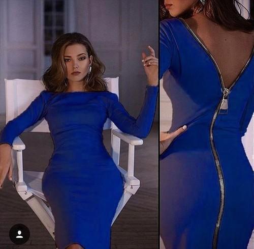 Aliams | Chalku Langärmeliges Bleistiftkleid mit Rückenreißverschluss