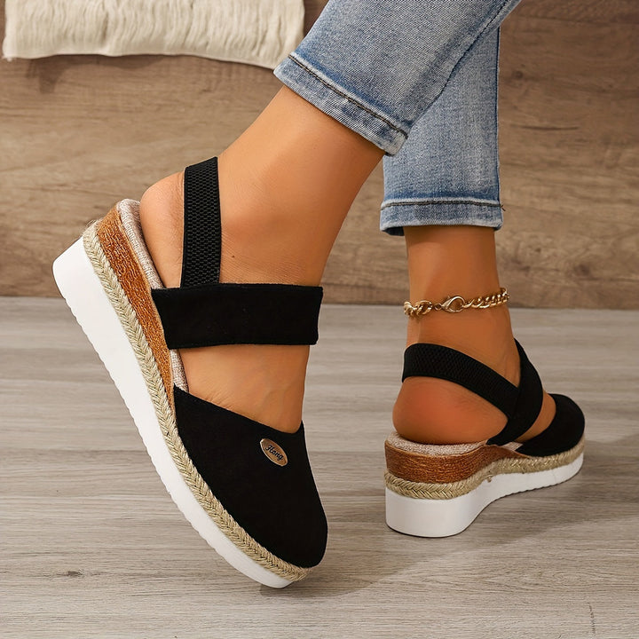 Aliams | Damen Sandalen Auf Plattform: Rutschfest, Geschlossene Zehe, Elastischer Riemen