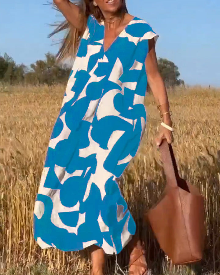 Aliams | Amara Maxikleid mit Print und V-Ausschnitt