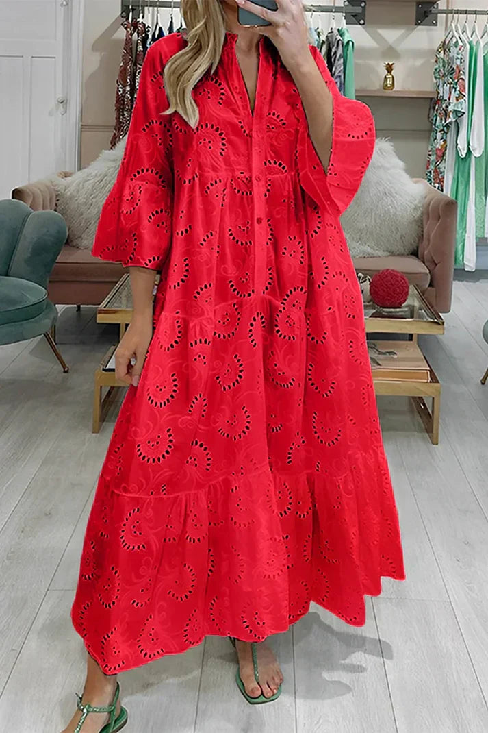 Aliams | Elegantes Kleid mit Lochstickerei