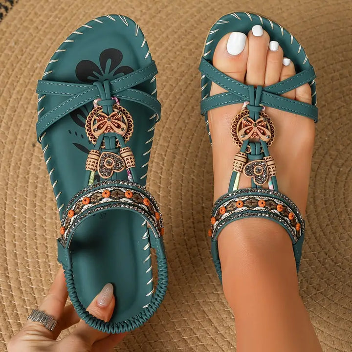 Aliams | Elegante Orthopädische Sandalen Schmetterling Strass