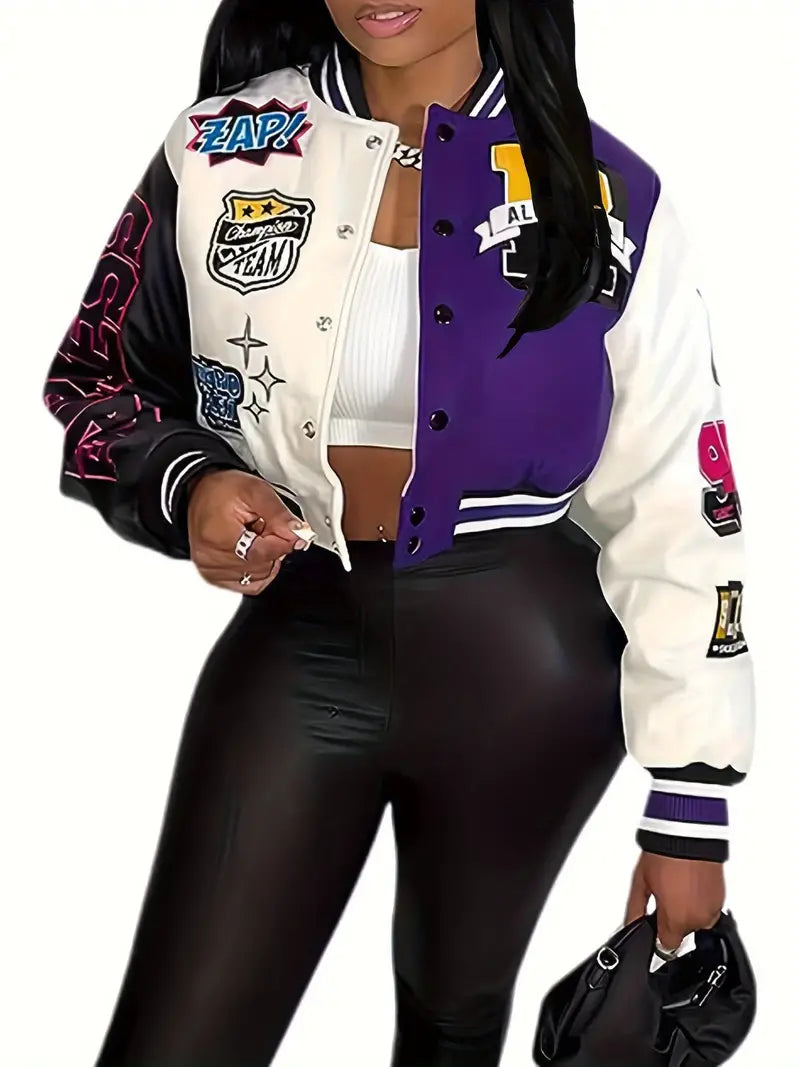 Aliams | Damen Varsity-Jacke mit Briefdruck