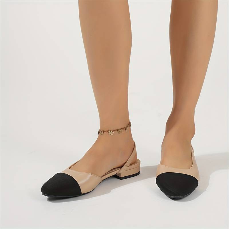 Aliams | Slingback Ballerinas In Beige & Schwarz Klassischer Chic