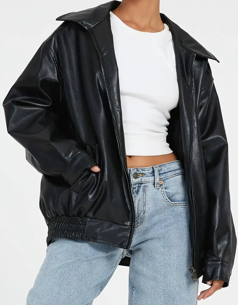 Lederjacke mit Reißverschluss