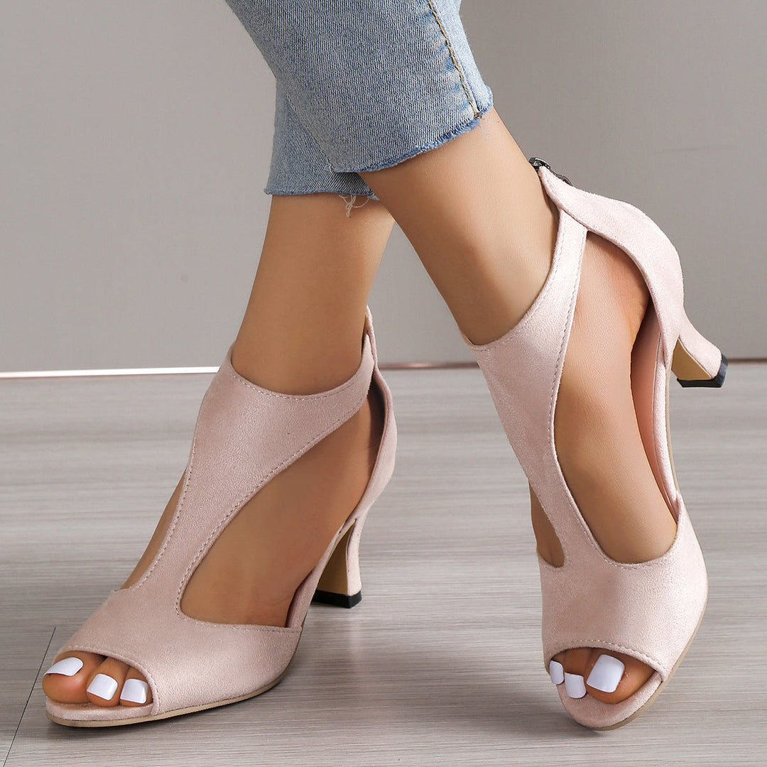 Aliams | Absatz Peep Toe Sandalen Damen, mit Rückenreißverschluss, Sommer Outdoor Schuhe"