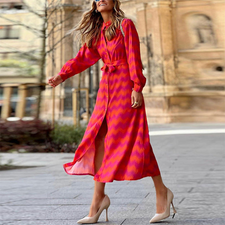 Aliams | Bedrucktes Elegantes Kleid mit Halben Ärmeln