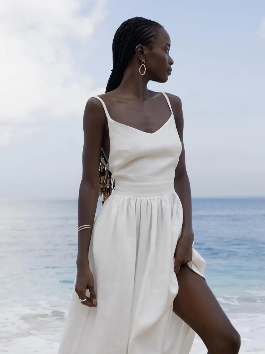 Aliams | Atmungsaktives Sommerkleid Aus Leinen für Damen