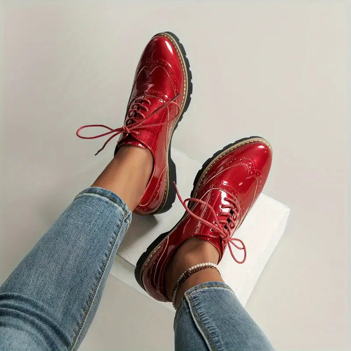 Aliams | Lackschuhe Im Oxford Stil mit Klobiger Sohle für Damen