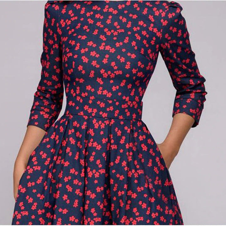 Aliams | Geblümtes Kleid Drei Viertel Ärmel
