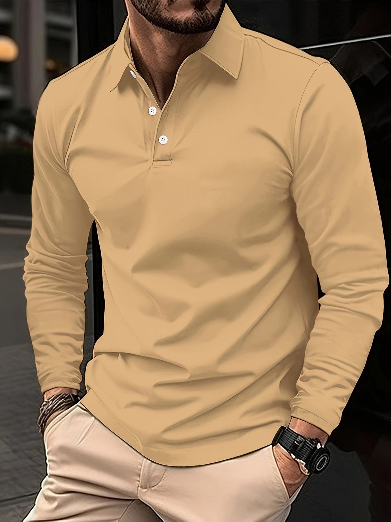 Denavio | Elegantes Langarm-Poloshirt