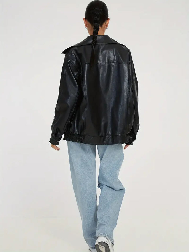 Lederjacke mit Reißverschluss