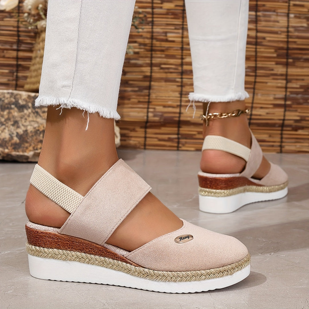 Aliams | Damen Sandalen Auf Plattform: Rutschfest, Geschlossene Zehe, Elastischer Riemen