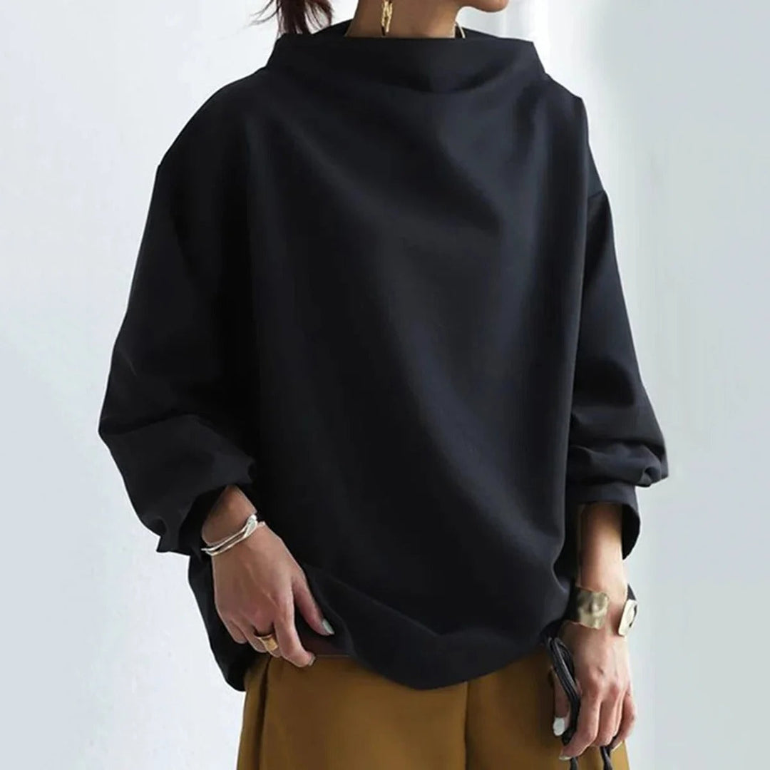 Aliams | Damen Minimalistisches Lockeres Schwarzes Oberteil für Vielseitigen Stil