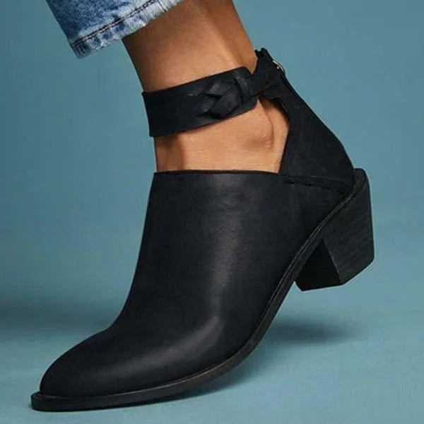 Aliams | Bequeme Damenschuhe mit Absatz und Reißverschluss.