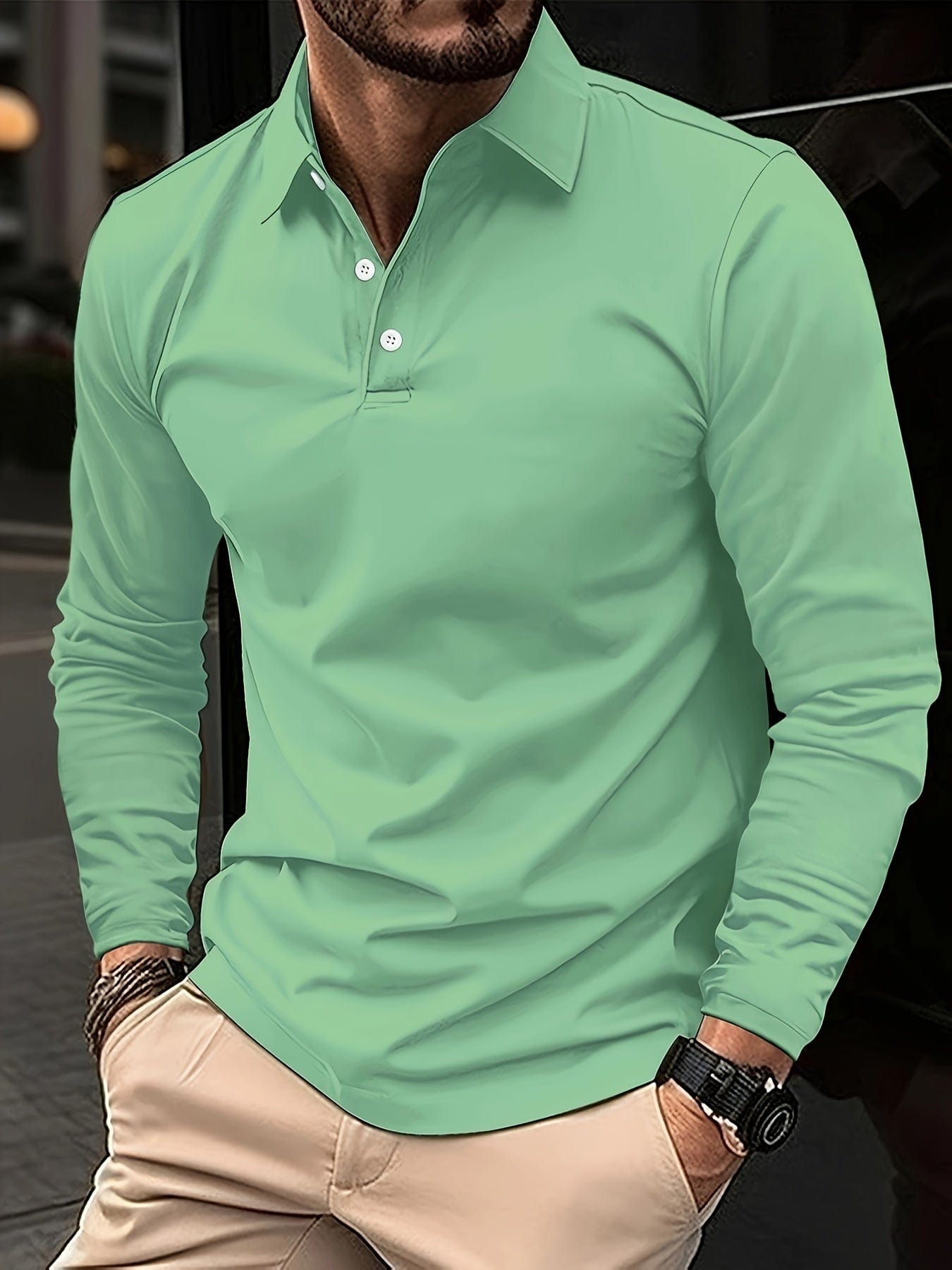 Denavio | Elegantes Langarm-Poloshirt