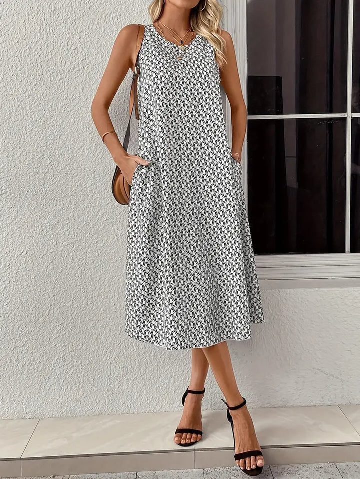 Alloverdruck Mit Tasche Lockeres Kleid